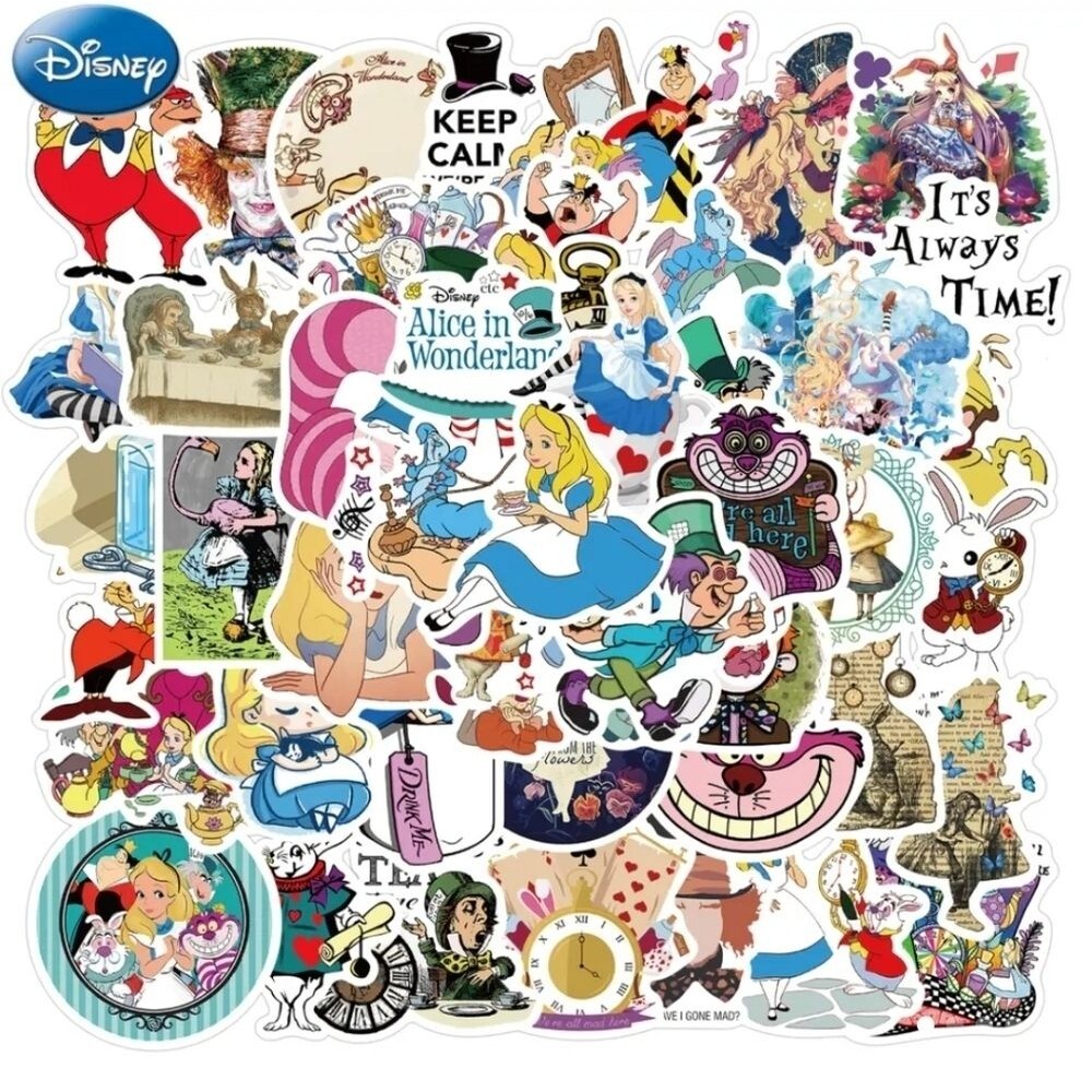 Alice in Wonderland stickers decals diy decorative stickies 50 pieces